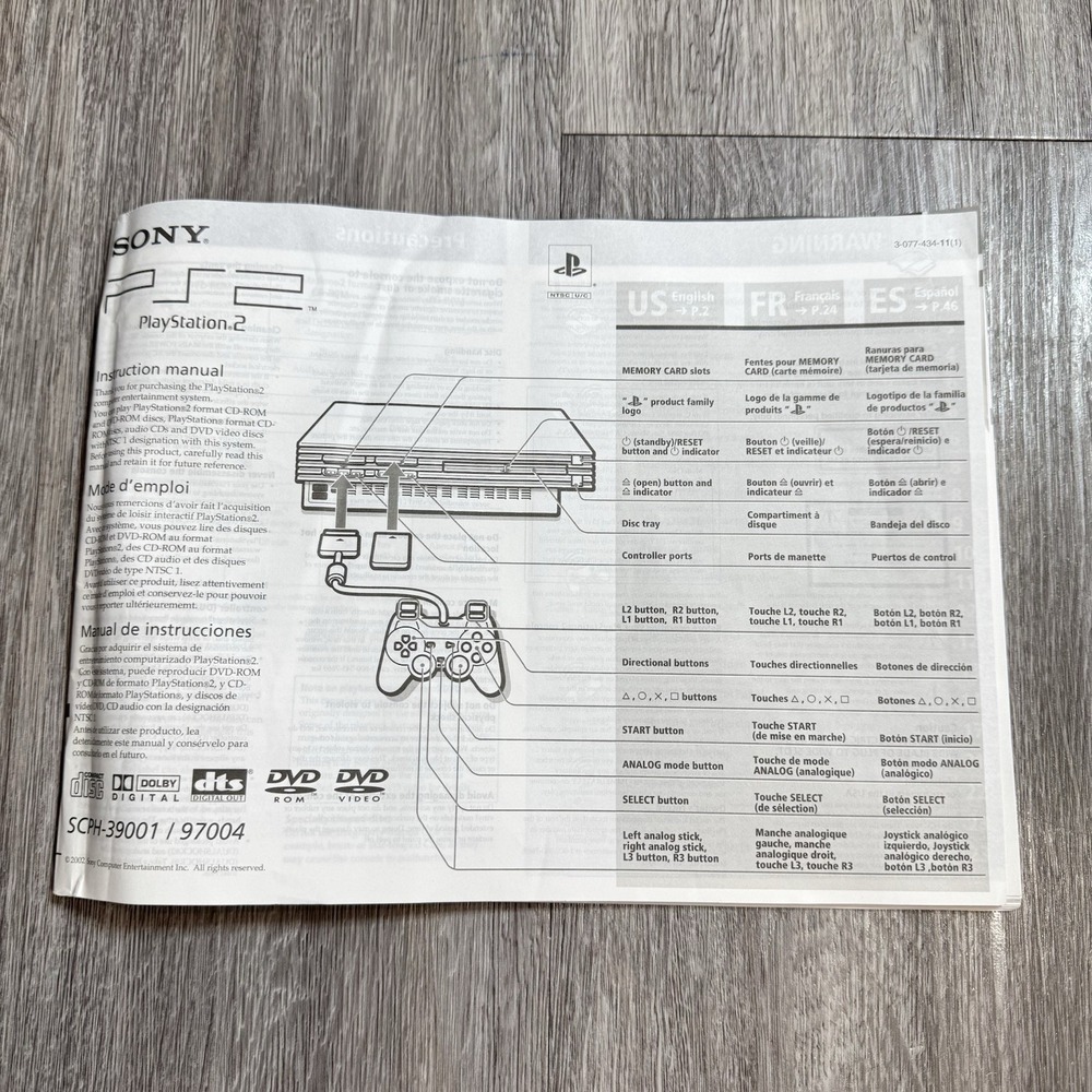 Sony PlayStation 2 PS2 Console System Instruction Manual Only (SCPH-39001/97004)
